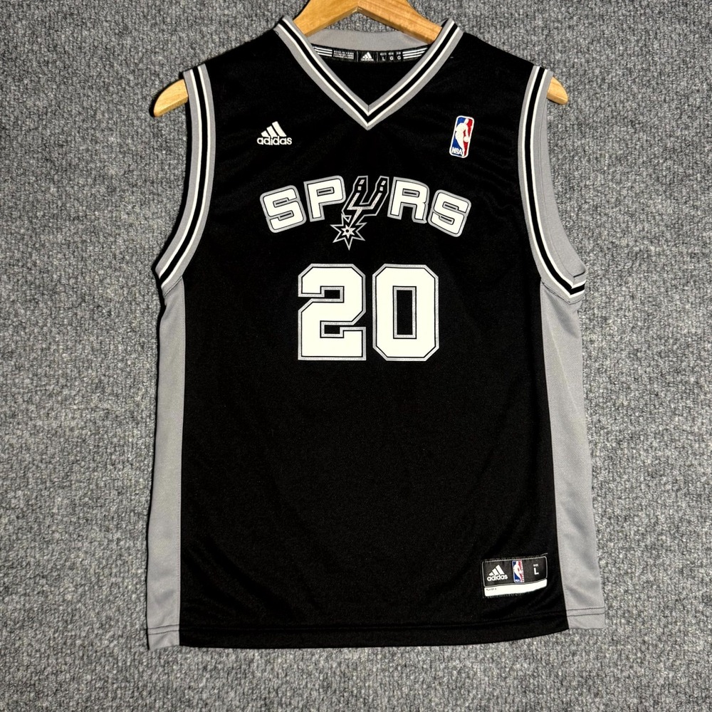 San Antonio Spurs NBA Ginobili #20 Adidas Swingman Jersey Black Youth Size Large